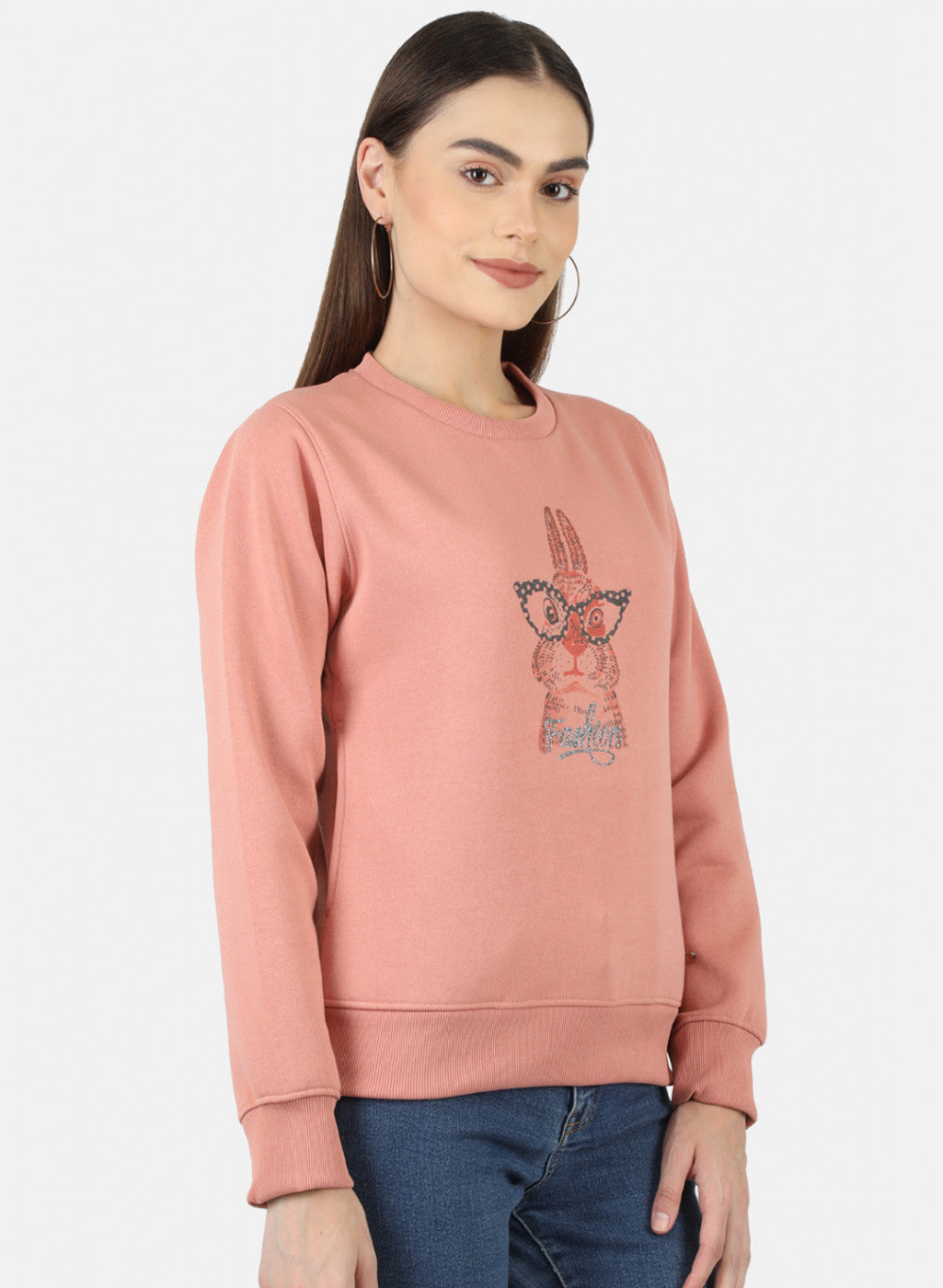 Women Beige Printed Sweatshirt