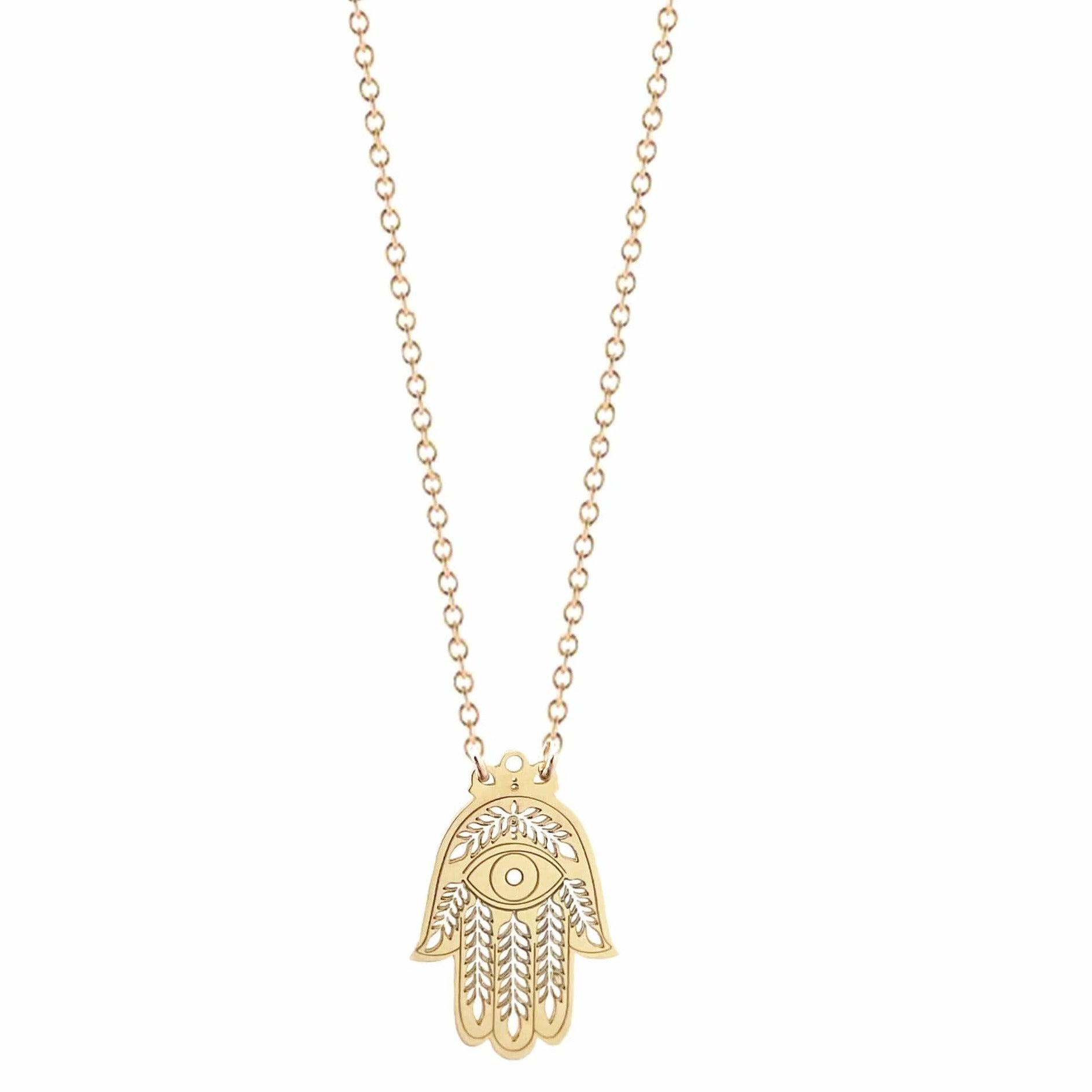 Lily Evil Eye and Hamsa Necklace - Gold Plated or Sterling Silver