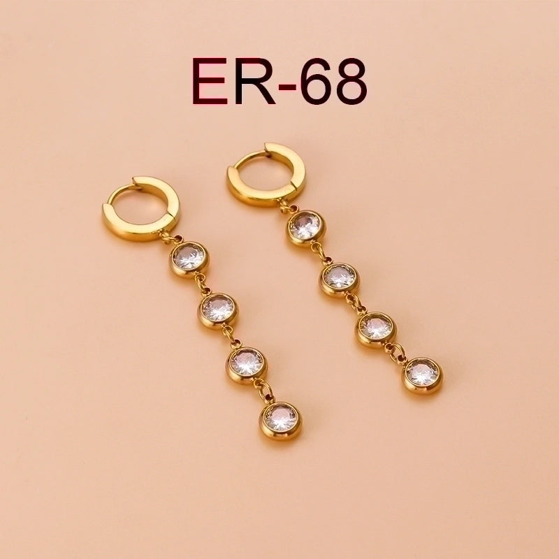 1 Pair Fashion Sector Heart Shape Tassel Gold Plated Inlay 304 Stainless Steel Zircon Stainless Steel Earrings