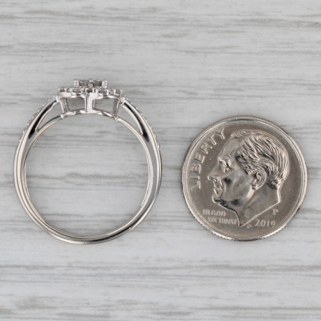 0.10ctw Diamond Heart Halo Ring 10k White Gold Size 7 Engagement