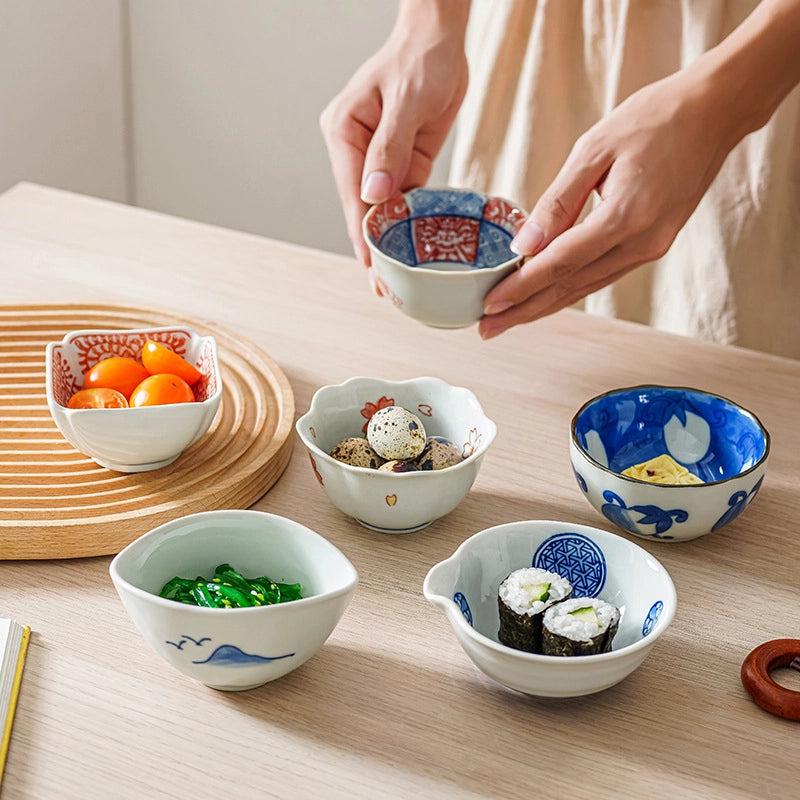 Hand-painted Ceramic Dip Bowl Seasoning Side Dishes Snack Bowl Household Soy Sauce Dish Hot Pot Small Bowl