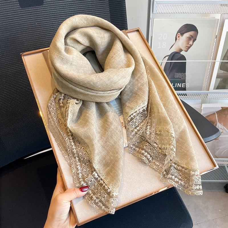 Women's Elegant Sweet Solid Color Polyester Printing Silk Scarf