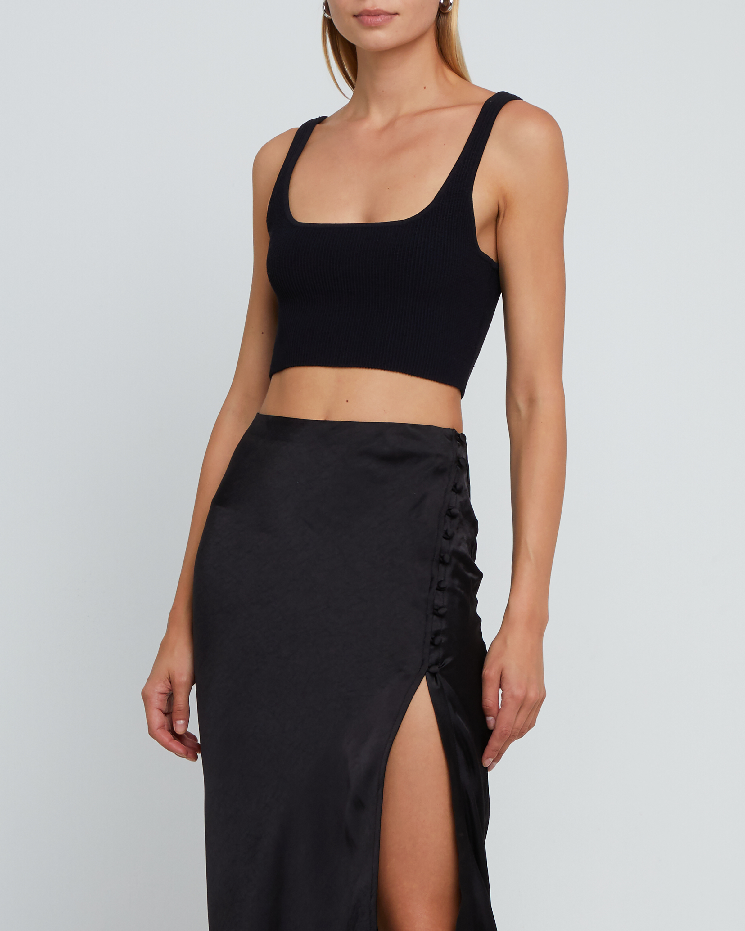 Sculpting Knit Squareneck Cropped Tank