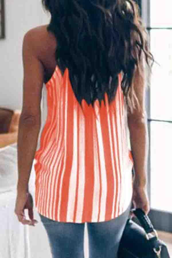 Sleeveless Striped Spaghetti Strap Casual Wear Vest