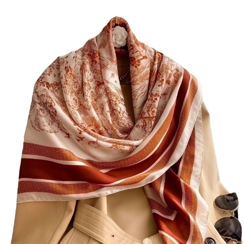 Women's Streetwear Flower Satin Printing Shawl