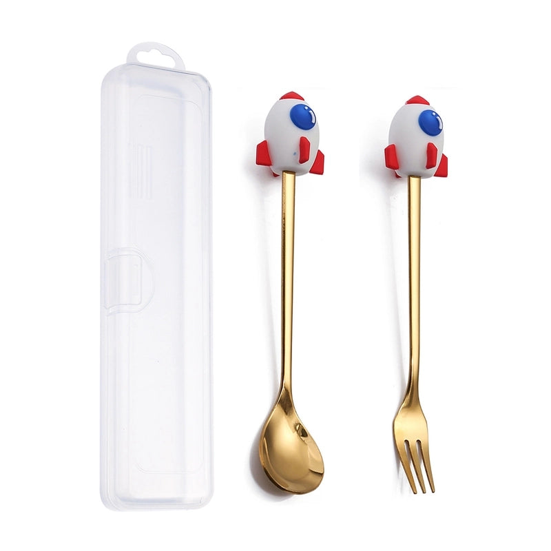 Christmas Cute Animal Santa Claus Stainless Steel Tableware 2 Pieces