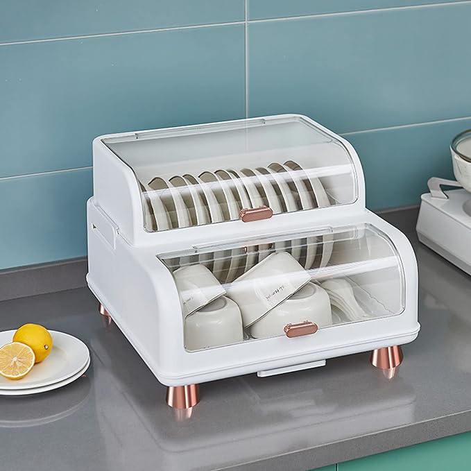 Multi-Function Dish Rack. Drain Dish Rack With Cover. Dish Drainer Utensil Organizer For Kitchen