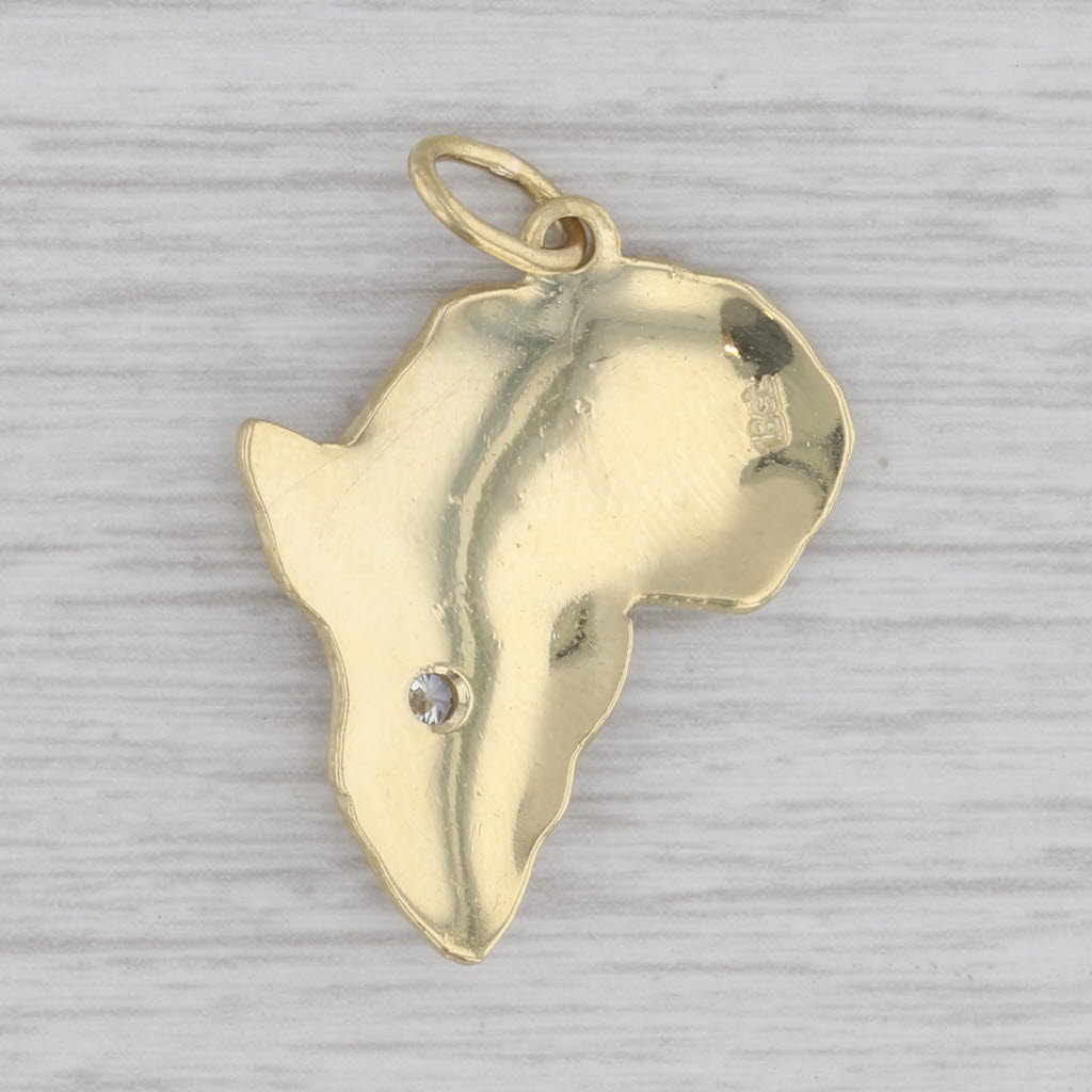 Custom Made 0.10ct Diamond Africa Pendant Hammered 18k Yellow Gold