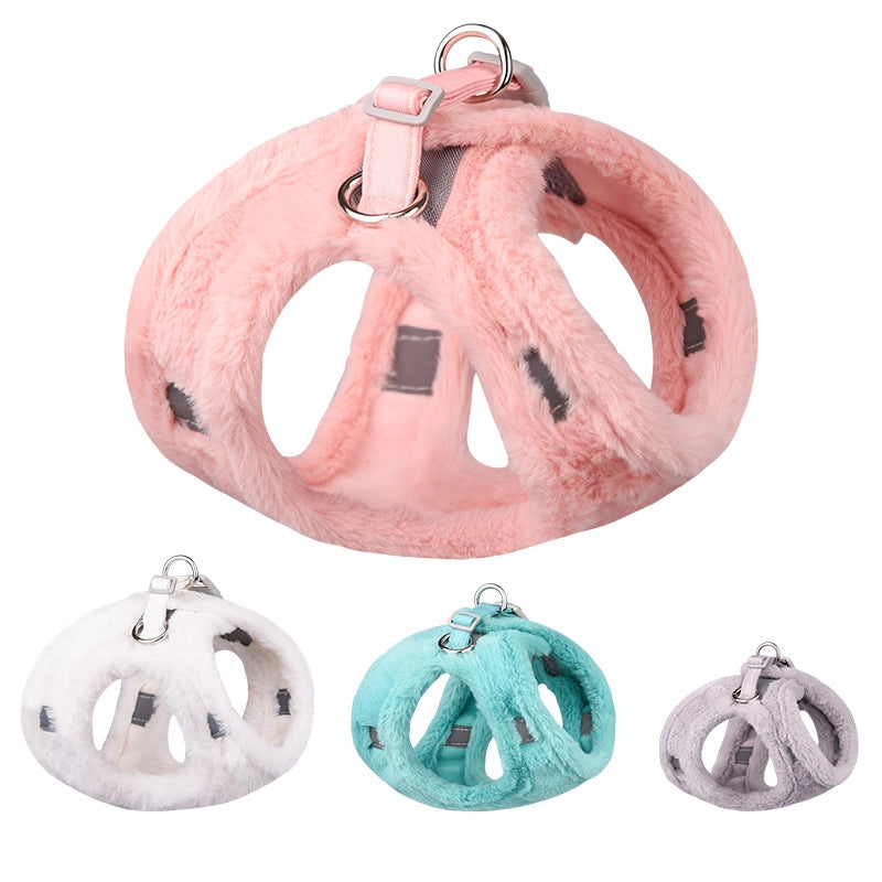 Minimalist Classic Style Faux Rabbit Fur Solid Color Leash