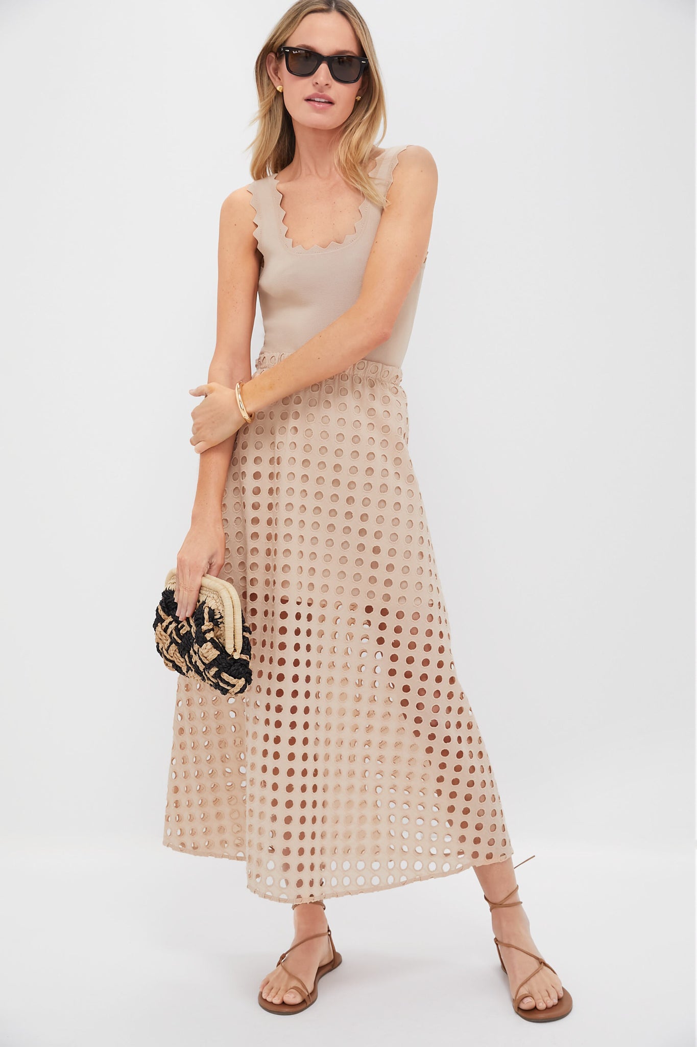 Tan Cotton Eyelet Eve Skirt