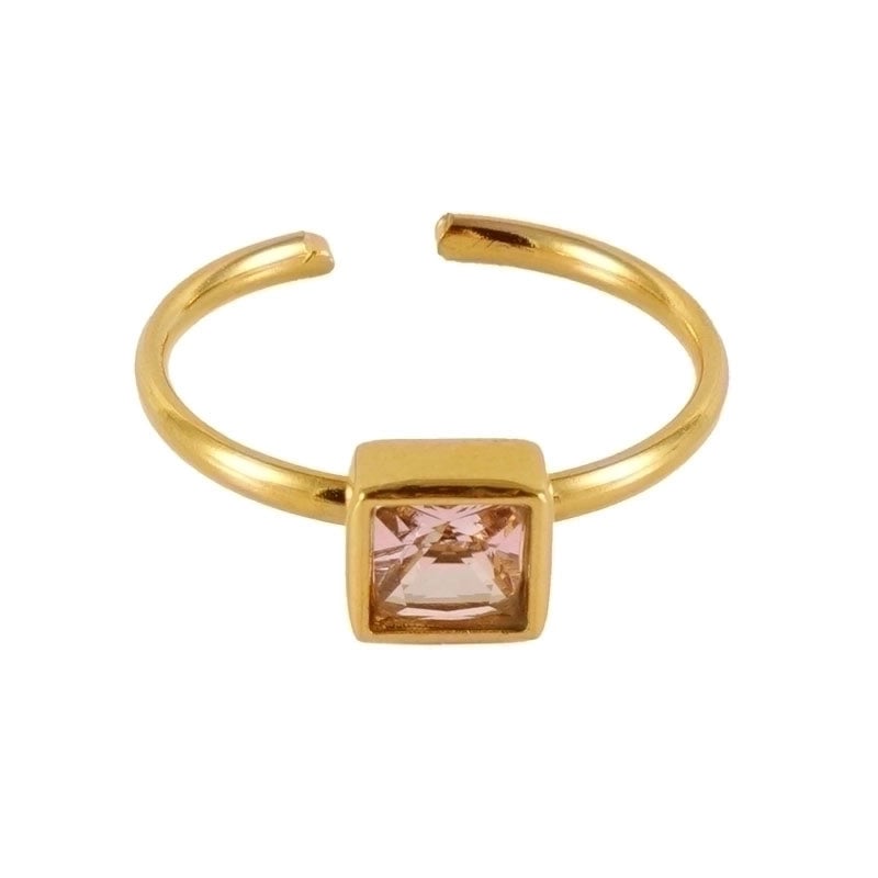 Casual Cute Square Heart Shape Flower 304 Stainless Steel Zircon 18K Gold Plated Plating Inlay Stainless Steel Rings