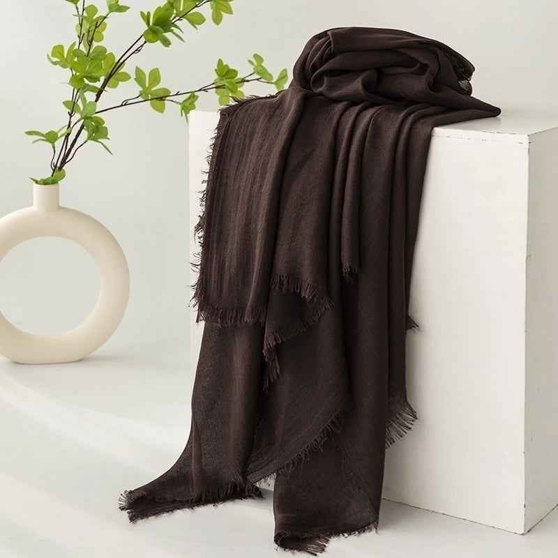 Women's Minimalist Solid Color Polyester Silk Scarf