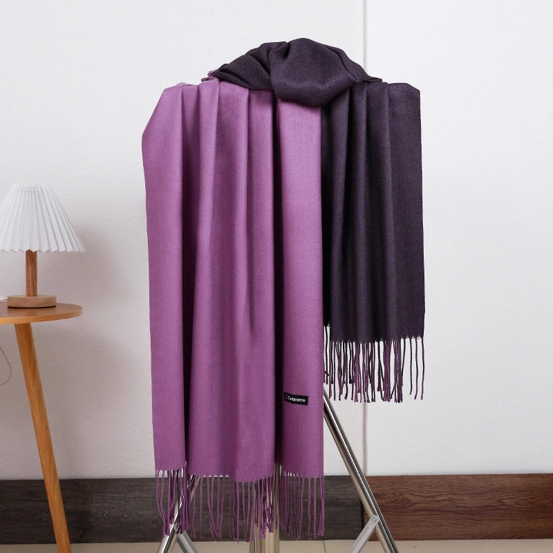 Double-sided Scarf Women's Winter Tassel Cashmere Scarf Autumn And Winter Version New Wool Men's Scarf