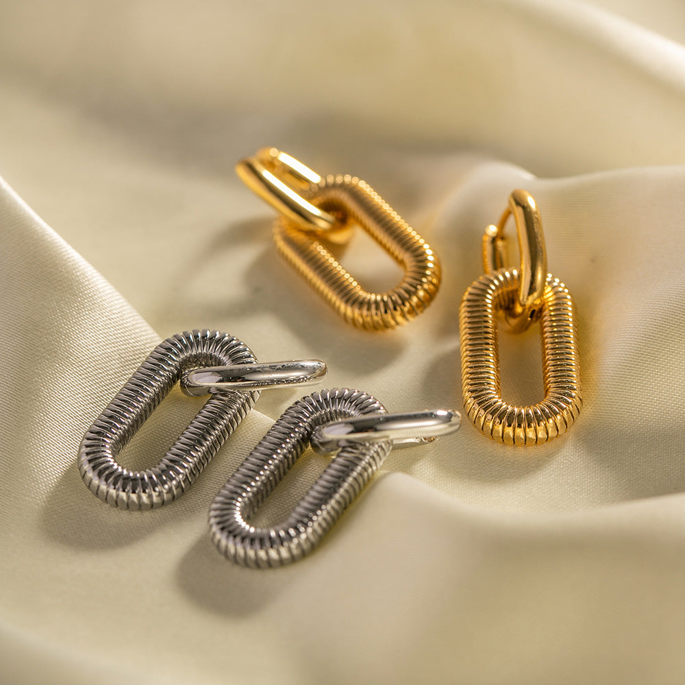 Quadrilateral Geometric Stainless Steel 18K Gold Plated Earrings