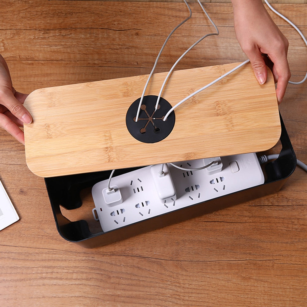 Wooden Cord Organizer Box