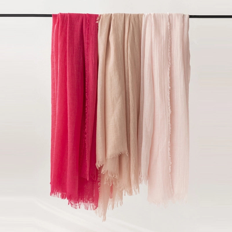 Women's Minimalist Solid Color Polyester Silk Scarf