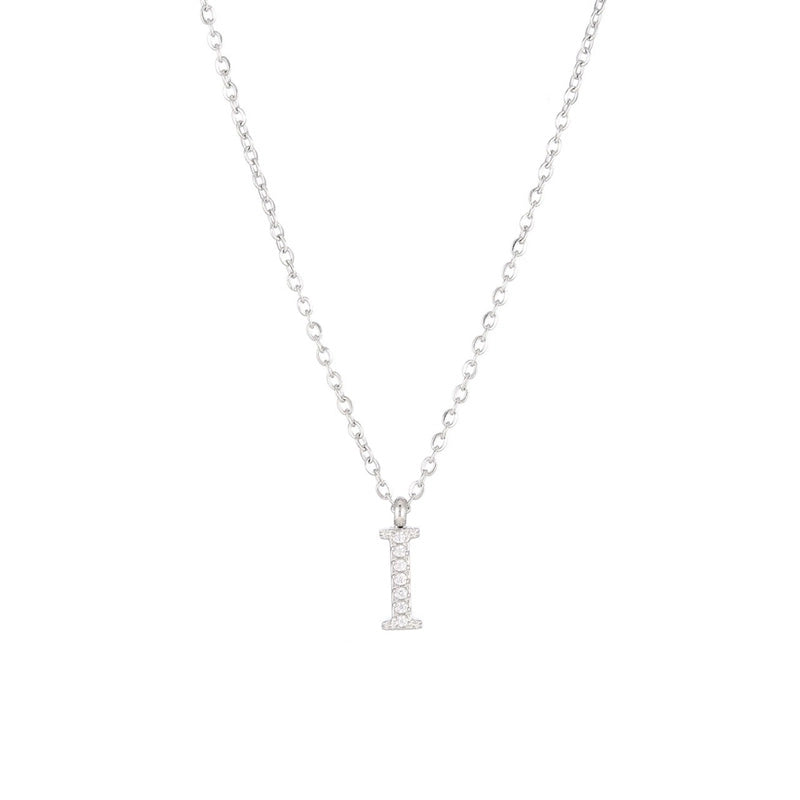 Minimalist Letter 304 Stainless Steel Zircon 16K Gold Plated White Gold Plated Plating Inlay Pendant Necklace