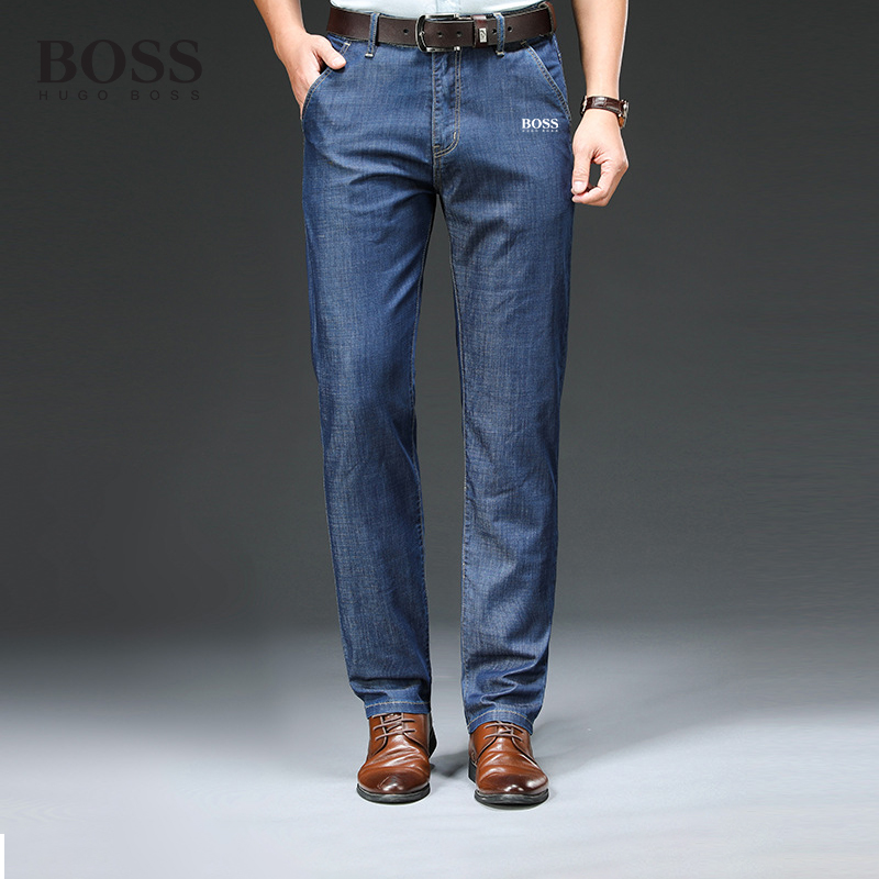 BOSS Men-s loose straight leg Tencel jeans