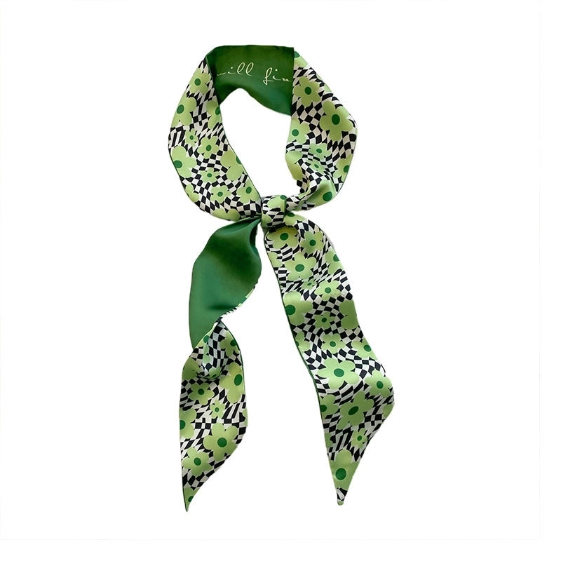 Women's Fashion Sweet Flower Satin Printing Silk Scarves