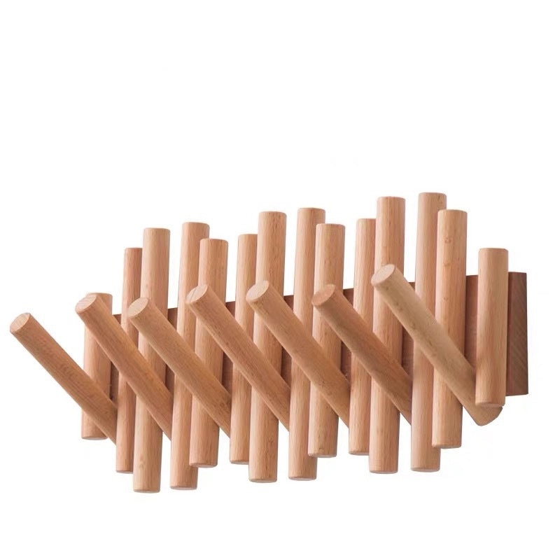 Log Punch-free Storage Hanger Entrance Door Foldable Clothes Hook Household Coat Rack Wall Hanging