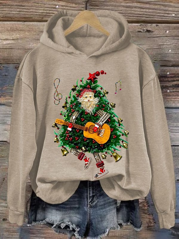 Women's Christmas Santa Art Print Casual Hoodie