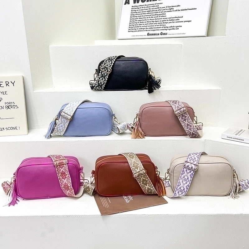 Women's Medium Pu Leather Solid Color Elegant Classic Style Square Zipper Shoulder Bag Crossbody Bag Square Bag