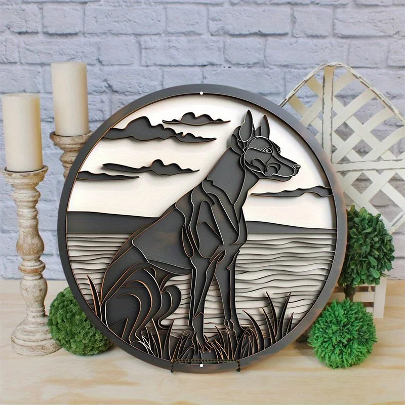 Artistic Dog Mask Round Aluminum Metal Sign for Home and Office Decor. Great Gift for Dog Lovers. Wall Art Home Decor