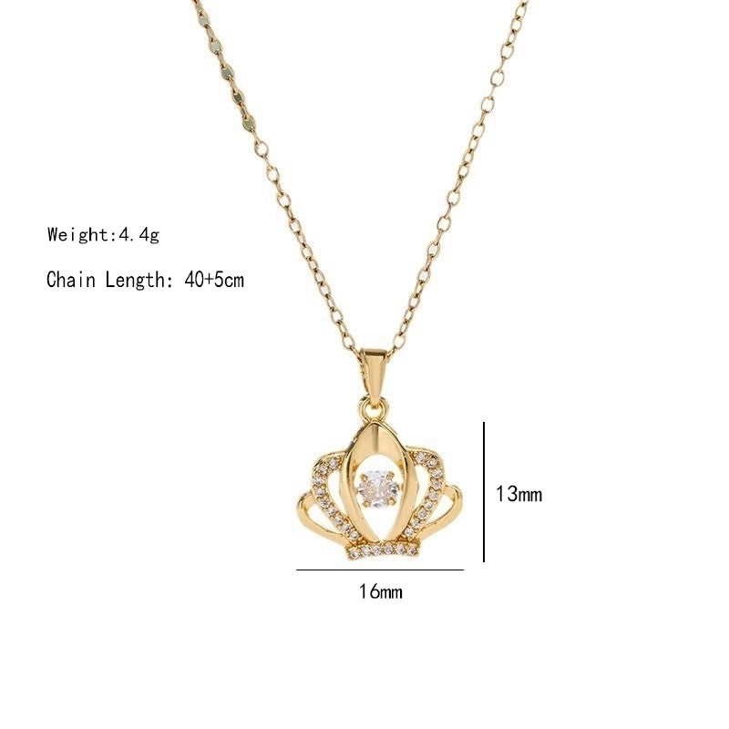 304 Stainless Steel Copper 18K Gold Plated K Gold Plated Inlay Heart Shape Wings Butterfly Zircon Pendant Necklace