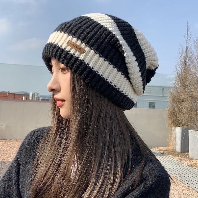 Women's Basic Lady Stripe Eaveless Wool Cap
