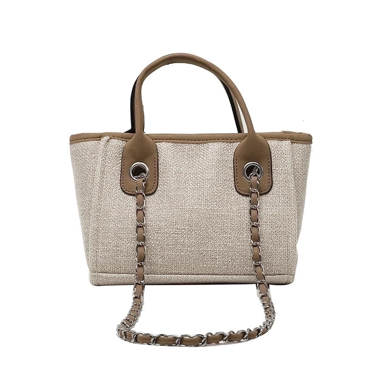 Women'S Large Canvas Solid Color Streetwear Square Zipper Tote Bag