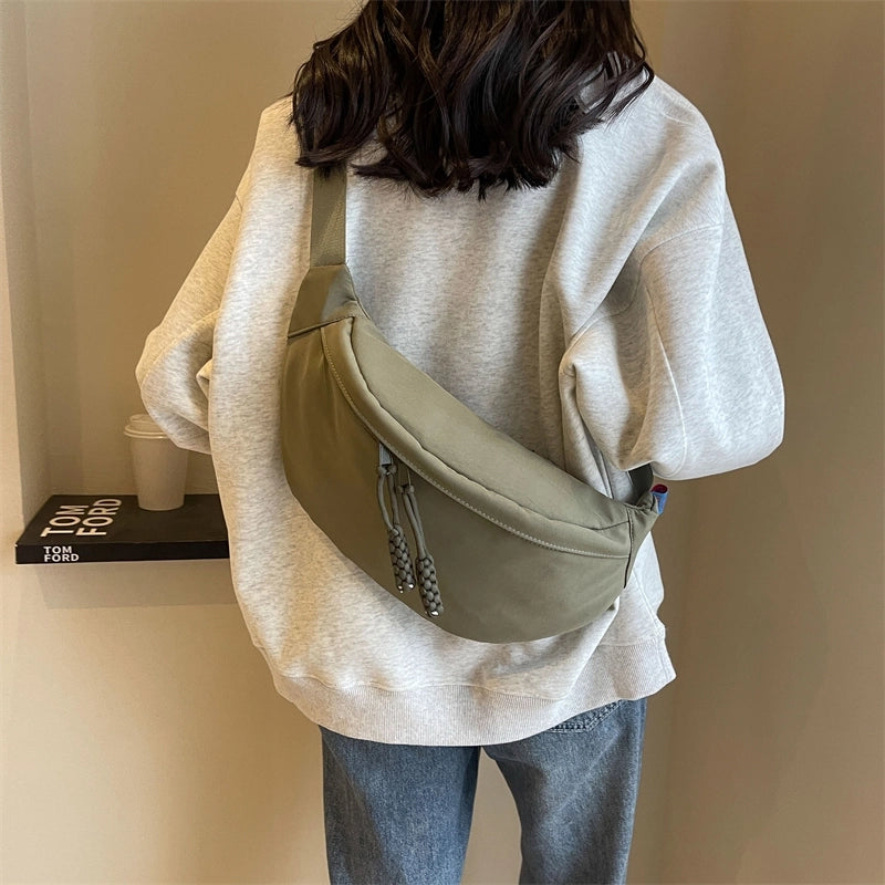 Women's Preppy Style Streetwear Sports Solid Color Canvas Waist Bags