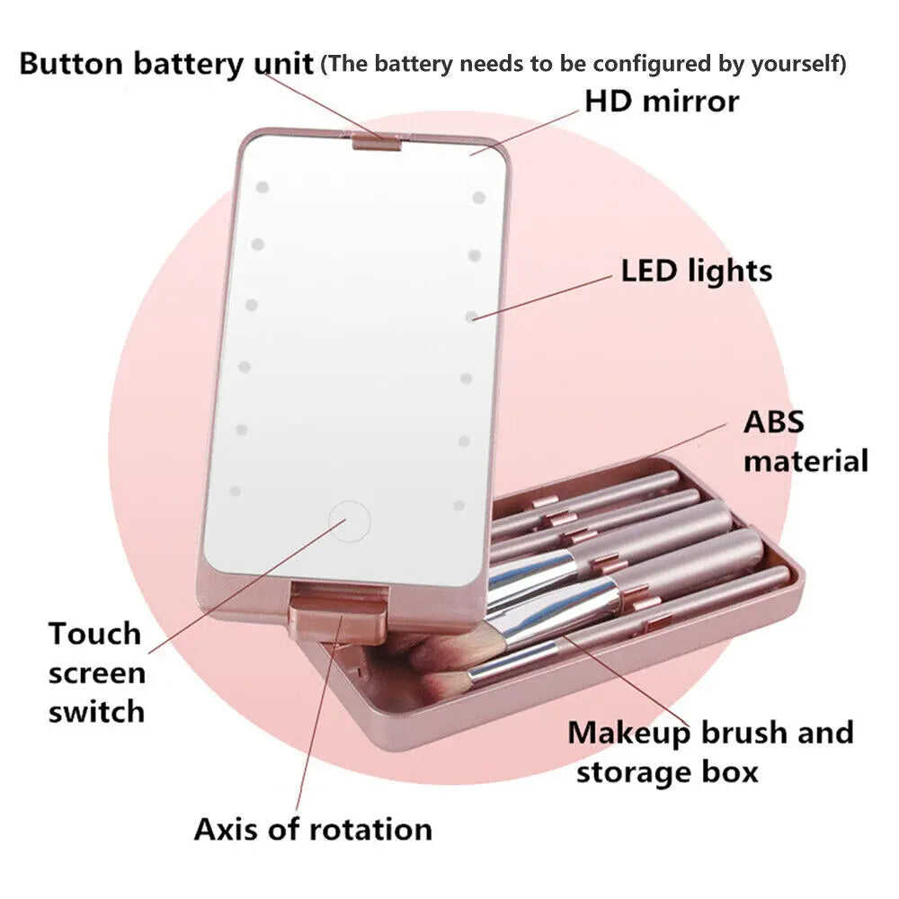 Travel Makeup Mirror w/ brush