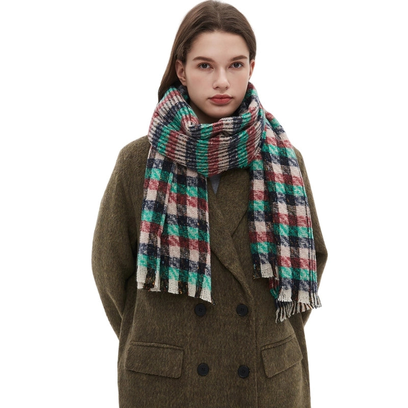 Unisex Casual Minimalist Lattice Polyester Tassel Scarf