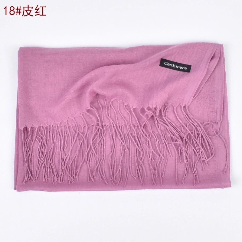 Women's Fashion Tassel Solid Color Imitation Cashmere Winter Scarves