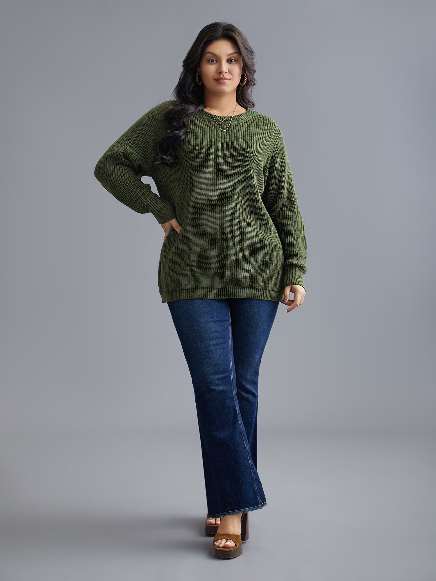 Plain Hollow Out Cable Knit Pullover