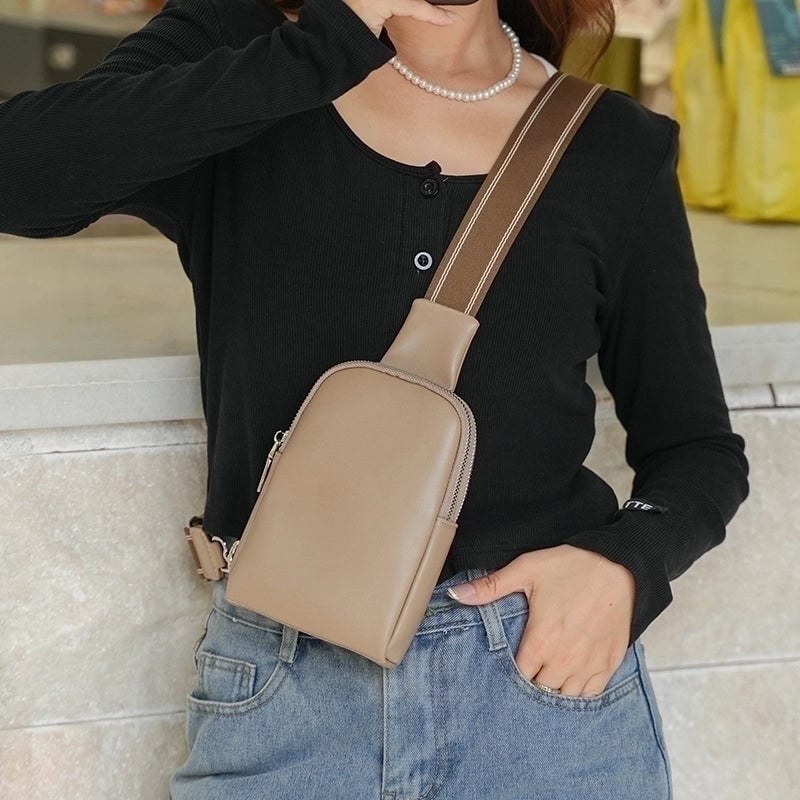 Women's Basic Solid Color Pu Leather Waist Bags
