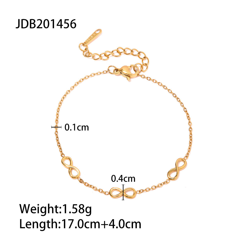Jie Ding Stainless Steel Zircon Pearl Bracelet Niche Metal Chain Titanium Steel Jewelry