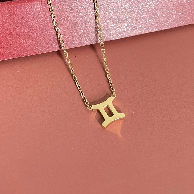 Simple Fashion Twelve Constellation Stainless Steel Geometric Necklace
