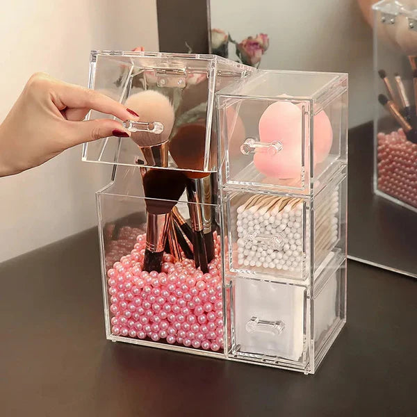 Acrylic Makeup Brush Organizer With Drawers