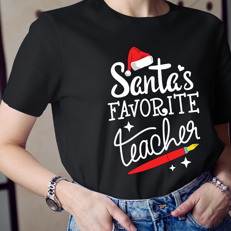 Christmas Santa's Favortie Teahcer T-Shirt