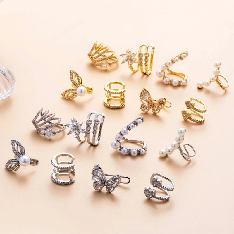 1 Piece Ear Cartilage Rings & Studs Minimalist Classic Style Heart Shape Pearl Flower Copper Inlay Zircon Ear Cartilage Rings & Studs