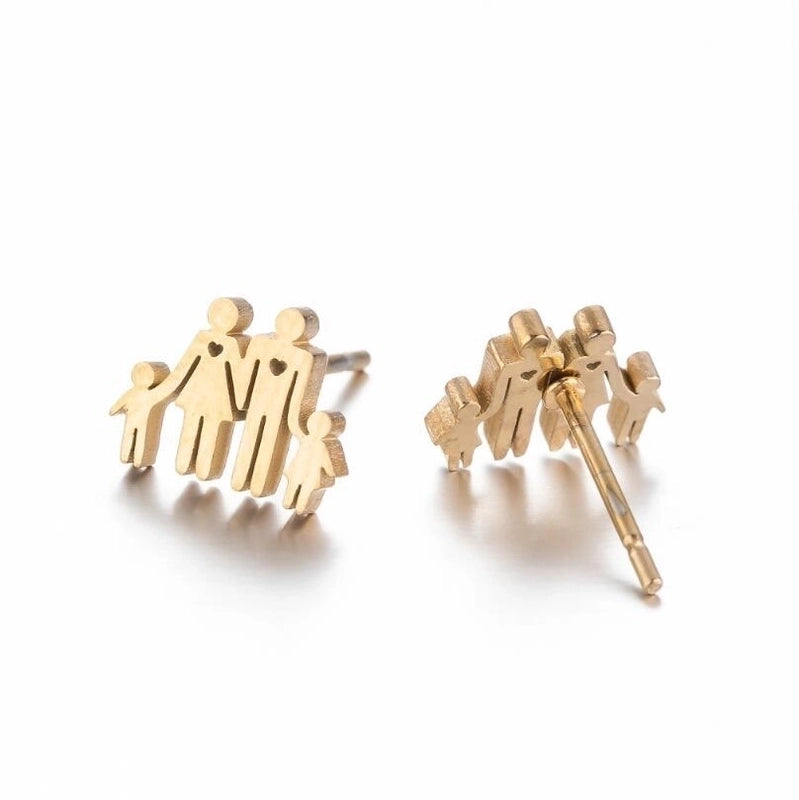 Minimalist Human Gingerbread Apple Stainless Steel Plating Hollow Out Ear Studs 1 Pair