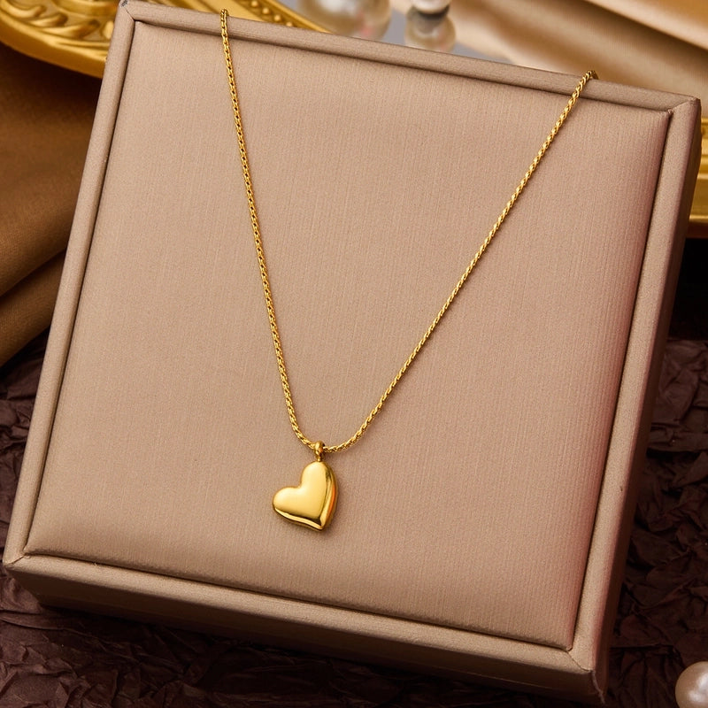 Elegant Minimalist Geometric Flower Bow Knot Titanium Steel Plating Pendant Necklace