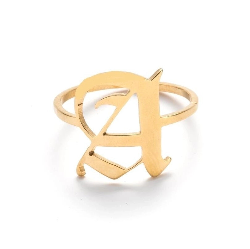 Retro Letter 201 Stainless Steel 18K Gold Plated Rings