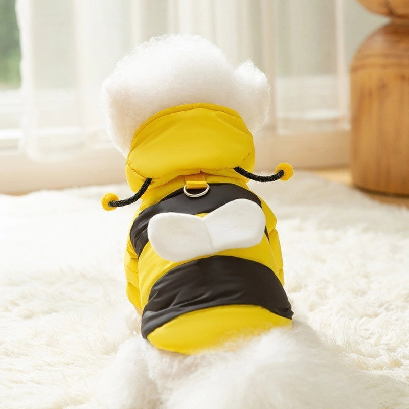 Cute Little Bee Autumn/winter Dog Sweatshirt Cat Two-leg Transformation Pet Teddy Warm Clothes