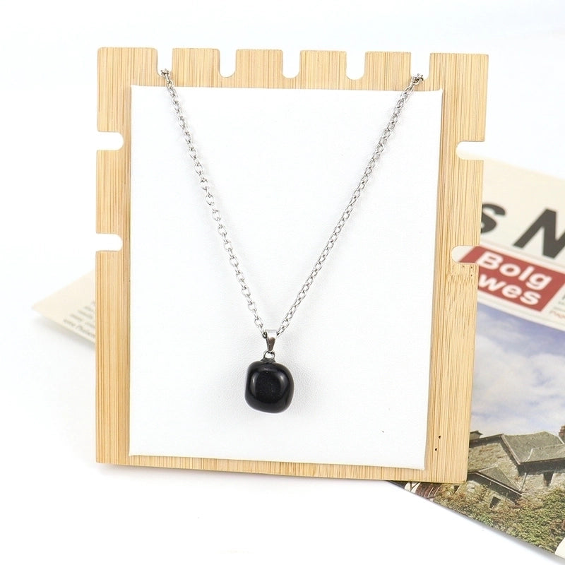 Minimalist Geometric Natural Stone Ferroalloy Knitting Pendant Necklace