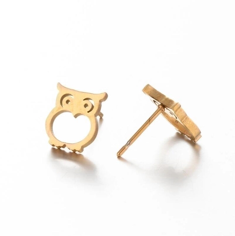 Minimalist Animal 304 Stainless Steel No Inlaid 18K Gold Plated Ear Studs