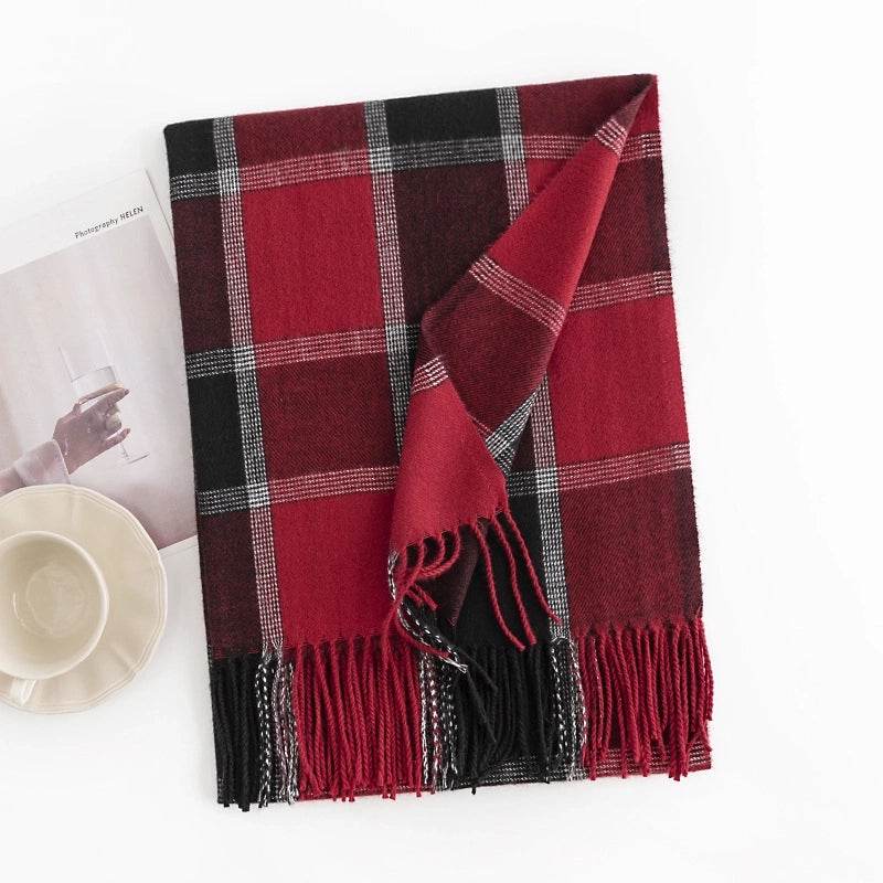 Unisex Casual Lattice Imitation Cashmere Scarf