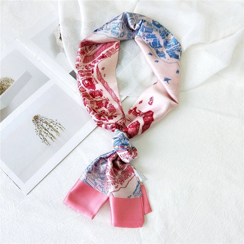 Women's Casual Minimalist Geometric Polka Dots Satin Silk Scarf