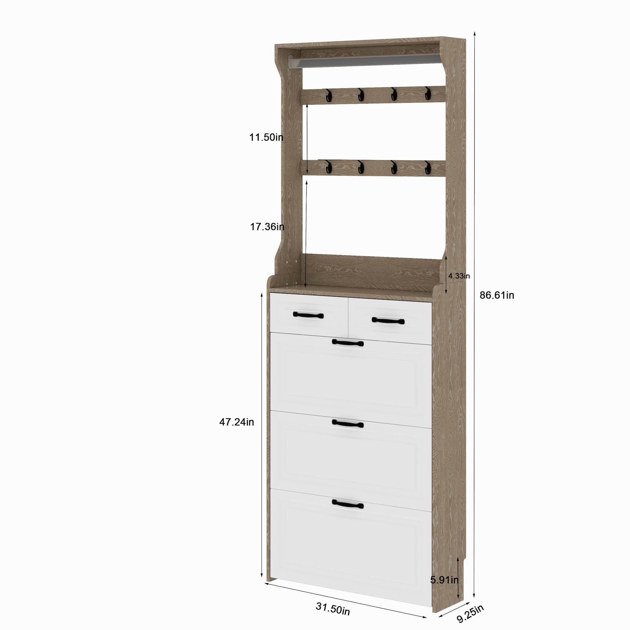 3-door 2-drawer hanging shoe cabinet with PVC doors and ample storage space